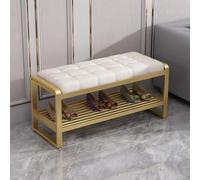 Panca ottomana moderna in velluto per camera da letto, elegante seduta imbottita da ingresso con gambe dorate, sgabello portaoggetti contemporaneo alla moda arredamento per la casa