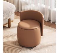 Panca ottomana moderna rotonda con contenitore, sgabello imbottito con schienale, poggiapiedi versatile ed elegante soluzione di archiviazione per soggiorno, camera da letto o decorazione della stanza