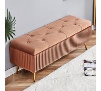 Panca Ottomana Panca Moderna in Velluto, Panca Flip Top, Soggiorno, Poggiapiedi, Sgabello per Ingresso Camera da Letto, Pulsante Rettangolare, Blu, 60X40X45Cm(24X16X18 Pollici) (Arancio