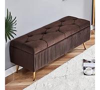 Panca Ottomana Panca Moderna in Velluto, Panca Flip Top, Soggiorno, Poggiapiedi, Sgabello per Ingresso Camera da Letto, Pulsante Rettangolare, Blu, 60X40X45Cm(24X16X18 Pollici) (Marrone