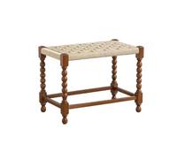 Panca ottomana poggiapiedi in legno massello intrecciato in stile nordico, con contenitore per piccoli spazi, design antico, ideale per l'arredamento del soggiorno