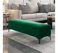 Panca ottomana portaoggetti in velluto imbottita con estremità del letto, panca per camera da letto, con contenitore, non c'è bisogno di assemblare, verde, 90 x 40 x 43 cm (35 x 16 x 17 pollici)