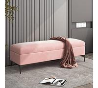 Panca ottomana portaoggetti in velluto imbottita con estremità del letto, panca per camera da letto, con contenitore, non c'è bisogno di assemblare, rosa, 90 x 40 x 43 cm (35 x 16 x 17 pollici)