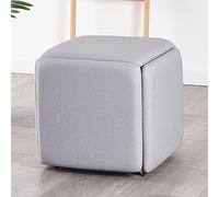 Panca ottomana quadrata in pelle gialla, impilabile 5 in 1, sgabello cubo su ruote, per soggiorno e sala da pranzo, 45 x 45 x 45 cm, grigio