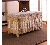 Panca ottomana rustica in vimini intrecciato, poggiapiedi in rattan per soggiorno e camera da letto, baule in alghe marine per ingresso e fine letto, soluzione elegante per riporre le scarpe