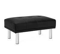 Panca ottomana trapuntata - Poggiapiedi imbottito con gambe in acciaio inox per soggiorno, camera da letto, ingresso