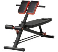 Panca Palestra Multifunzione Regolabile HOMCOM Nera Rossa Acciaio Schiuma, Allenamento Addominali Schiena Petto Glutei, Reclinabile con Supporto Coscia Regolabile
