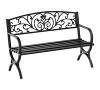 Panca Panchina Da Giardino Esterno Metallo, Ghisa 127 × 60 × 85cm Nero