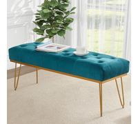 Shally Dogan Panca Fondoletto in Tessuto, Cassapanca Pouf per Camera da Letto, Panchina Ottomana con Imbottitura ad Alta Densità Multiuso da Ingresso, Ideale per Cameretta, Soggiorno, Salotto (Blu)