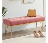 Shally Dogan Panca Fondoletto in Tessuto, Cassapanca Pouf per Camera da Letto, Panchina Ottomana con Imbottitura ad Alta Densità Multiuso da Ingresso, Ideale per Cameretta, Soggiorno, Salotto (Rosa)
