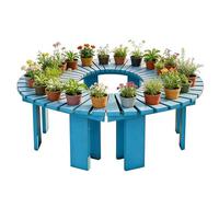 Panca per alberi da giardino bianca con supporto per piante, panca per alberi avvolgente, posti a sedere nel patio - Sgabello per panche da giardino per tutte le stagioni, blu(Blu,Half Round)