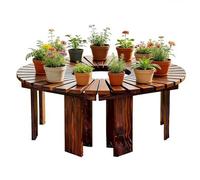 Panca per alberi da giardino bianca con supporto per piante, panca per alberi avvolgente, posti a sedere nel patio - Sgabello per panche da giardino per tutte le stagioni, blu(Wood Color,Round)