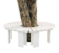 Panca per albero da esterno Panca avvolgente per albero Panchine da giardino resistenti alle intemperie Panca per patio senza schienale per tutte le stagioni per il cortile(Bianco,Half Round)