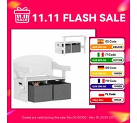 Panca per bambini convertibile Aiyaplay Set tavolo e sedie 3 in 1 Baule giocattolo con cubi in tessuto rimovibili Bianco