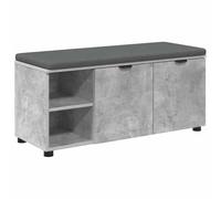 Panca per Ingresso Grigio Cemento 100 x 38 x 46 cm con Cuscino | Legno ingegnerizzato e tessuto, 2 ripiani portascarpe, piedini regolabili, porta inclusa, peso 19,76 kg