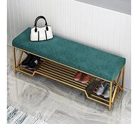 Panca per ingresso in velluto di lusso con mensola dorata con scarpetta elegante e moderna, verde impermeabile perfetta per Hallway, 80 x 35 x 45 cm (31 x 14 x 18 pollici)