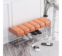 Panca per Ingresso Premium Panca scarpiera, Panca per riporre Scarpe in Acrilico Panca Moderna per l'estremità del Letto, Comoda Imbottitura, Pelle Arancione, 120X40X45Cm(47X16X18 Pollici)