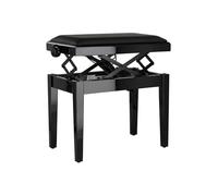 Panca per pianoforte Gewa Deluxe Autolift con comoda regolazione in altezza, legno massello, nero lucido, rivestimento seduta in vinile nero