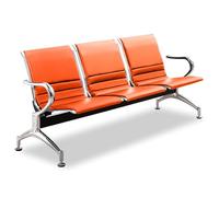 Panca per sala d'attesa a 3 posti, con braccioli, in pelle PU, per ufficio, ospedale, salone, barbiere