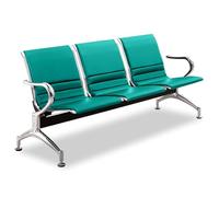 Panca per sala d'attesa a 3 posti, con braccioli, in pelle PU, per ufficio, ospedale, salone, barbiere