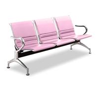 Panca per sala d'attesa a 3 posti, con braccioli, in pelle PU, per ufficio, ospedale, salone, barbiere