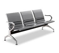 Panca per sala d'attesa a 3 posti, con braccioli, in pelle PU, per ufficio, ospedale, salone, barbiere