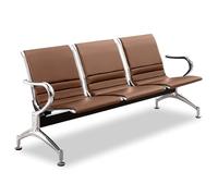 Panca per sala d'attesa a 3 posti, con braccioli, in pelle PU, per ufficio, ospedale, salone, barbiere