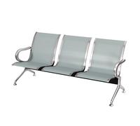 Panca per sala d'attesa a 3 posti, con braccioli, per aeroporto, giardino, salone, barbiere, colore: argento