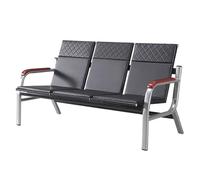 Panca per sala d'attesa - Sedia comoda a 3 posti in PU con braccioli in legno per aeroporti, cliniche, ospedali e banche