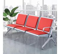 Panca per Sala D'attesa, Sedie per Reception Resistenti, Sedie per Hall a 3 Posti con Comode Sedute, Mobili per Sala D'attesa per Aeroporti, Aziende, Ospedali, Mercati, Saloni, Barbieri(Red)