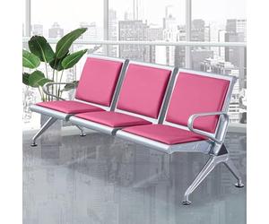 Panca per Sala D'attesa, Sedie per Reception Resistenti, Sedie per Hall a 3 Posti con Comode Sedute, Mobili per Sala D'attesa per Aeroporti, Aziende, Ospedali, Mercati, Saloni, Barbieri(Pink)