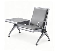 Panca per Sala D'attesa Tavolino Laterale Panchina per reception aeroporto | Schienale Alto e Cuscino in Pelle Premium, Sedia per Visitatori in Metallo Resistente(Gray)
