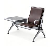 Panca per Sala D'attesa Tavolino Laterale Panchina per reception aeroporto | Schienale Alto e Cuscino in Pelle Premium, Sedia per Visitatori in Metallo Resistente(Brown)