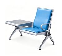 Panca per Sala D'attesa Tavolino Laterale Panchina per reception aeroporto | Schienale Alto e Cuscino in Pelle Premium, Sedia per Visitatori in Metallo Resistente(Blue)