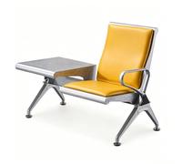 Panca per Sala D'attesa Tavolino Laterale Panchina per reception aeroporto | Schienale Alto e Cuscino in Pelle Premium, Sedia per Visitatori in Metallo Resistente(Yellow)