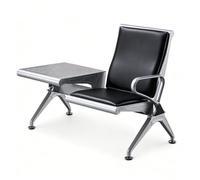 Panca per Sala D'attesa Tavolino Laterale Panchina per reception aeroporto | Schienale Alto e Cuscino in Pelle Premium, Sedia per Visitatori in Metallo Resistente(Black)