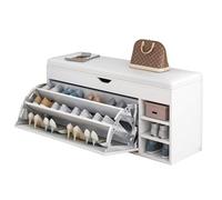 Panca Per Scarpe Con Cassetto Imbottito - Elegante Scarpiera Ribaltabile Con Ripiano Nascosto - Scarpiera Multifunzionale Per Soggiorno, Corridoio, Camera Da Letto - Sol(Size:100X34X50CM,Color:Bianco)