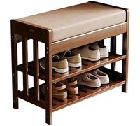 Panca per scarpe con contenitore, panca da ingresso in bambù | Scarpiera da corridoio ottomana | Capacità 80 kg | Design salvaspazio