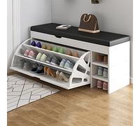 Panca per scarpe con cuscino in poliuretano regolabile divisorio interno 1 coperchio e ripiano laterale ingresso scarpiera nizer 100 x 30 x 51 cm elegante e funzionale mobili