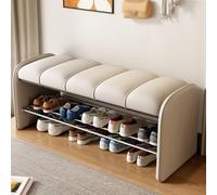 Panca per scarpe con cuscino seduta e ripiano portaoggetti a 3 ripiani, in pelle PU, struttura in metallo, mobili da ingresso, elegante corridoio Orga80 cm