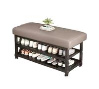 Panca per scarpe grigia con seduta imbottita, struttura in metallo, design stabile con divisori, multifunzionale, per ingresso, soggiorno, 80 x 40 x 45 cm