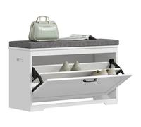 Panca per scarpe Homcom, panca da corridoio moderna, con sedile imbottito, ripiano regolabile, per 8 paia di scarpe, per ingresso, corridoio, camera da letto, 80X30X50 cm, bianco