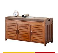 Panca per scarpe in bambù naturale con cuscino seduta pouf per ingresso bagno corridoio - elegante mobile nizer (dimensioni: 90 x 32,5 x 49 cm)