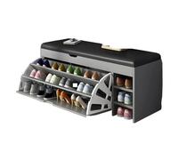 Panca per scarpe in pelle PU grigio chiaro, contenitore con seduta, scarpiera e sgabello da ingresso, lunghezza 60 cm, larghezza 30 cm, altezza 51 cm, perfetta per nizzare le scarpe e fornire posti a