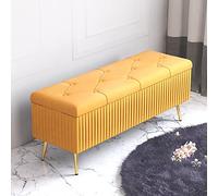 Panca per scarpe in velluto con seduta imbottita in peluche, moderna cassettiera portaoggetti per camera da letto e soggiorno, colore giallo, sgabello imbottito