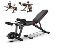 Panca pesi regolabile multifunzionale con estensore per gambe e pad preacher, sedia romana per addominali/iperestensione della schiena, panca addominale regolabile, inclinazione piatta, iperestensione