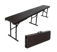 Panca Pieghevole Plastica Grigio Simil Legno 180cm Tenda Della Birra Campeggio
