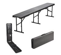 Panca Pieghevole Plastica Grigio Simil Legno 180cm Tenda Della Birra Campeggio