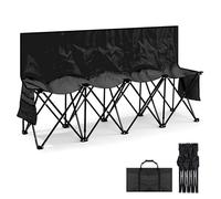 Panca pieghevole portatile a 4 posti, panca da calcio pieghevole con borsa per il trasporto e schienale, struttura in acciaio, sedia da spettatore per campeggio, giardino, picnic, feste