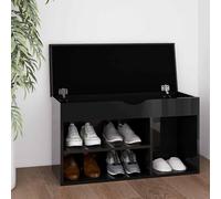 Panca Porta Scarpe Cuscino Nero Lucido 80x30x47cm Multistrato